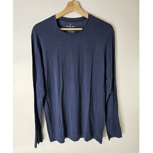Tommy John Second Skin Moral Spandex Size M Blue Longsleeve Crew Neck Tee Shirt